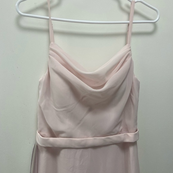 Azazie Size A4 Blush Pink long Sleeveless Gown $190 - Picture 12 of 16
